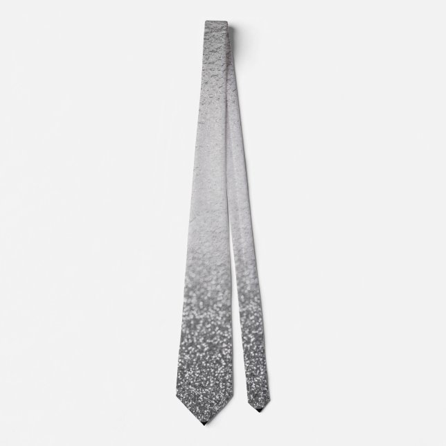 Silver Glitter Trendy Ombre Fading Metallic Krawatte (Vorderseite)
