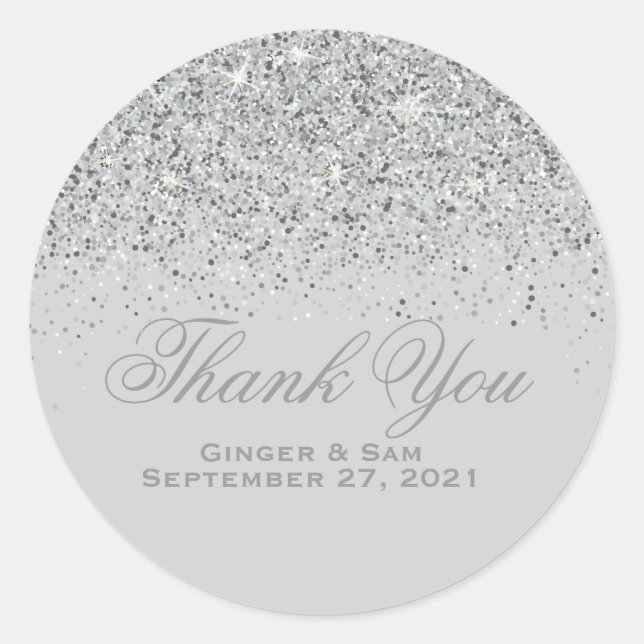 Silver Glitter Vielen Dank Stickers (Vorderseite)