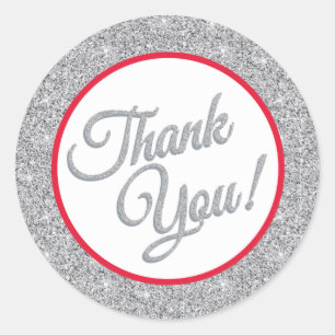 Silver Glitter Vielen Dank Stickers