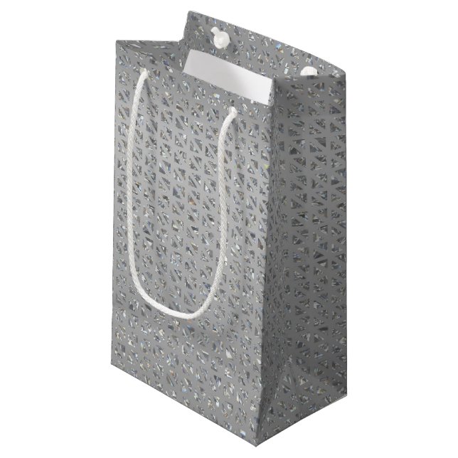 Silver Glittery Geschenktasche Kleine Geschenktüte (Vorderseite Schrägansicht)