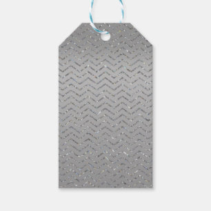 Silver Glittery Zig-Zag Geschenktafel Geschenkanhänger