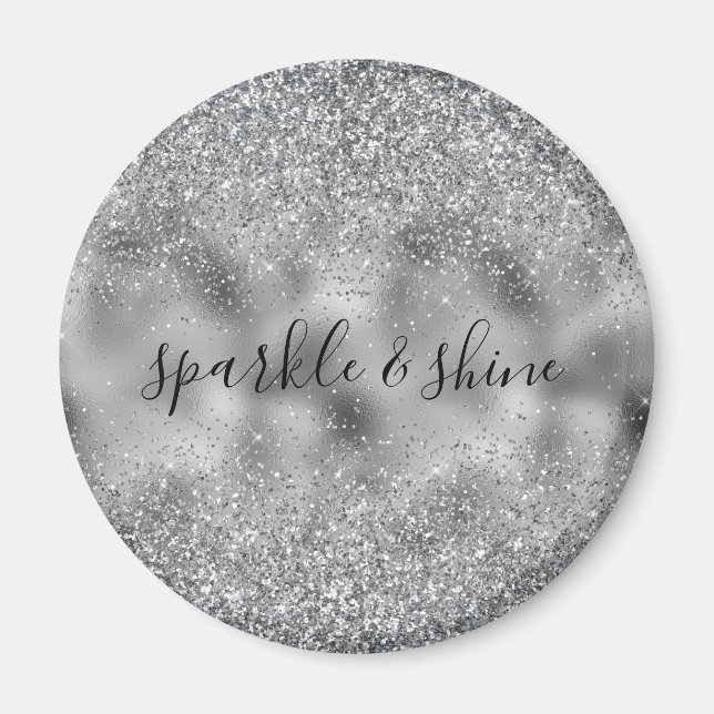 Silver Glitz Sparkle Magnet (Vorne)
