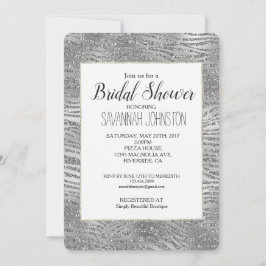 Silver Glitz Zebra Print Brautparty Einladung