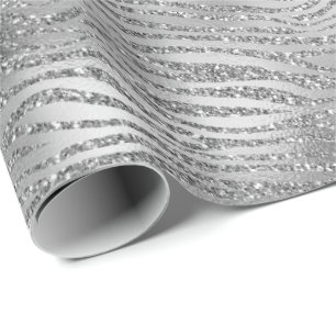 Silver Glitz Zebra Print Geschenkpapier