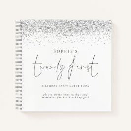 Silver Glitzer 21. Geburtstagskassbuch Notizbuch