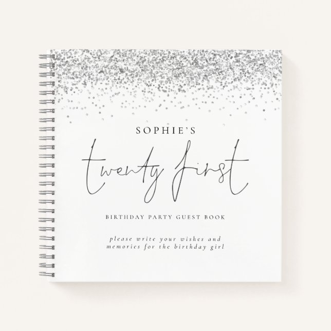 Silver Glitzer 21. Geburtstagskassbuch Notizbuch (Vorderseite)