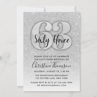 Silver Glitzer 63. Geburtstagseinladung Einladung
