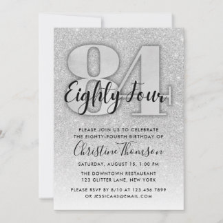 Silver Glitzer 84. Geburtstagsfeier Einladung