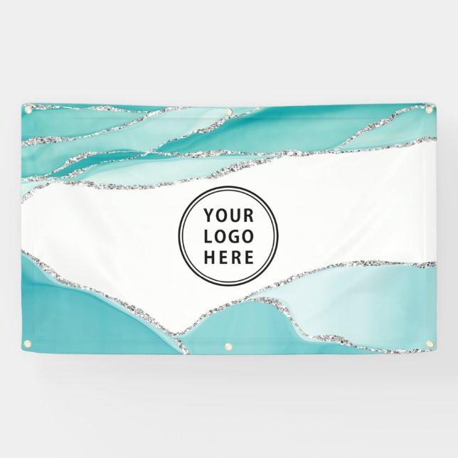 Silver Glitzer Agate Aquamarin Minze Ihr Logo Banner (Horizontal)