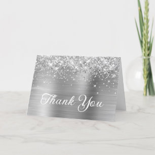 Silver Glitzer and Foil 50. Geburtstag Dankeskarte