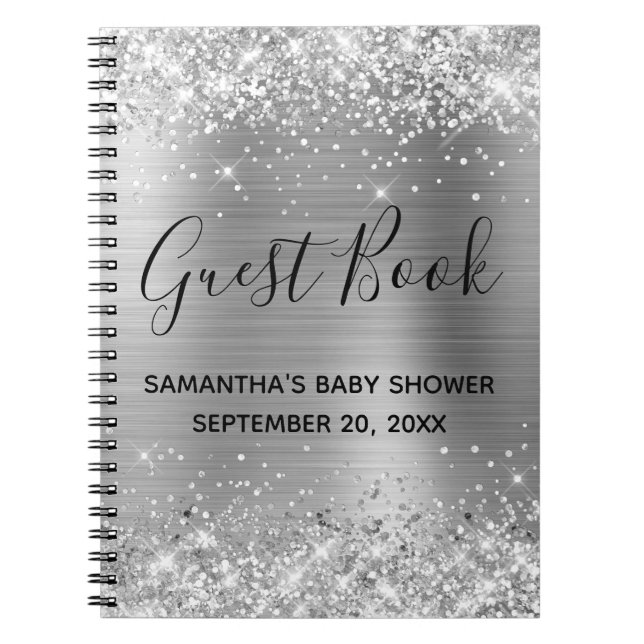 Silver Glitzer and Foil Baby Showbook Notizblock (Vorderseite)