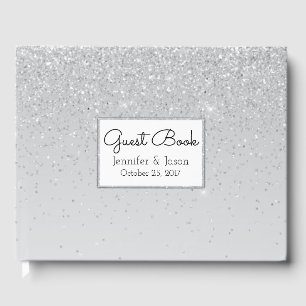 Silver Glitzer and Shine Wedding Gästebuch