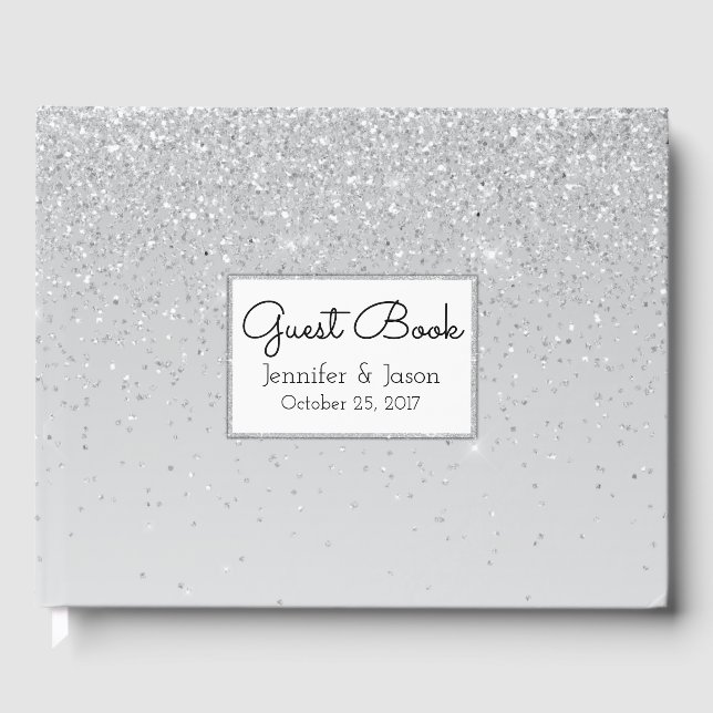 Silver Glitzer and Shine Wedding Gästebuch (Vorderseite)