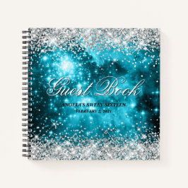 Silver Glitzer Aqua Aquamarin Celestial Birthday G Notizbuch