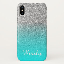 Silver Glitzer Aqua Ombre Personalisiert Case-Mate iPhone Hülle