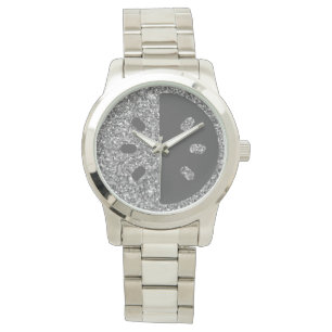 Silver Glitzer Armbanduhr