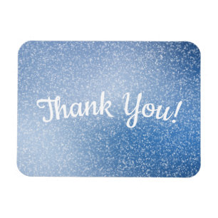 Silver Glitzer auf blauem Hintergrund Danke Magnet