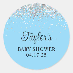 Silver Glitzer Baby Blue Dusche Runder Aufkleber