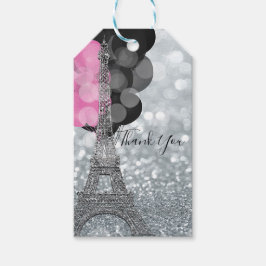 Silver Glitzer & Balloons Paris Eiffel Tower Party Geschenkanhänger