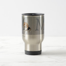 Silver Glitzer Beagle Downer und Proud Monogram Reisebecher