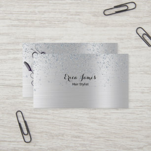 Silver Glitzer Beauty Salon Business Card Visitenkarte