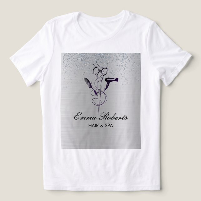 Silver Glitzer Beauty Salon Tri-Blend Shirt (Design Vorderseite)