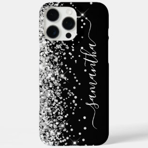 Silver Glitzer Black Girly Signature iPhone 16 Pro Max Hülle