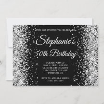 Silver Glitzer Black Monogram 50. Geburtstag