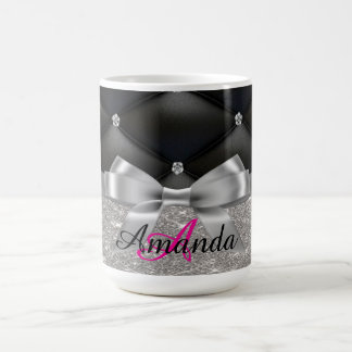 Silver Glitzer Black Monogram Electronics Bag Kaffeetasse