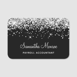 Silver Glitzer Black Namensschild