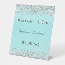 Silver Glitzer Blue Elegante Hochzeit Begrüßungsze