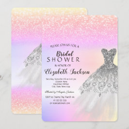 Silver Glitzer Bokeh Dress Ombre Brautparty Einladung