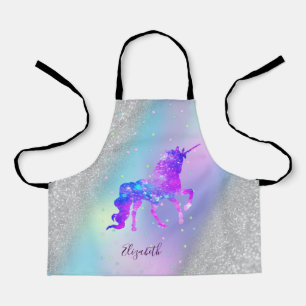Silver Glitzer Bokeh Holographic Unicorn Schürze