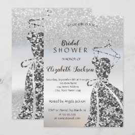Silver Glitzer Bokeh Sequins Dress Brautparty Einladung