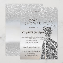 Silver Glitzer Bokeh, Sequins Dress Brautparty Einladung