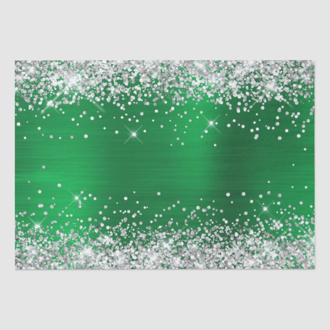 Silver Glitzer Bright Green Ombre Foil Seidenpapier (Vorderseite)