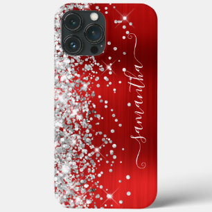Silver Glitzer Bright Red Modern Girly Signature Case-Mate iPhone Hülle