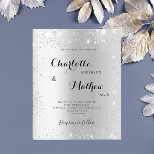 Silver Glitzer Budget Hochzeitseinladung