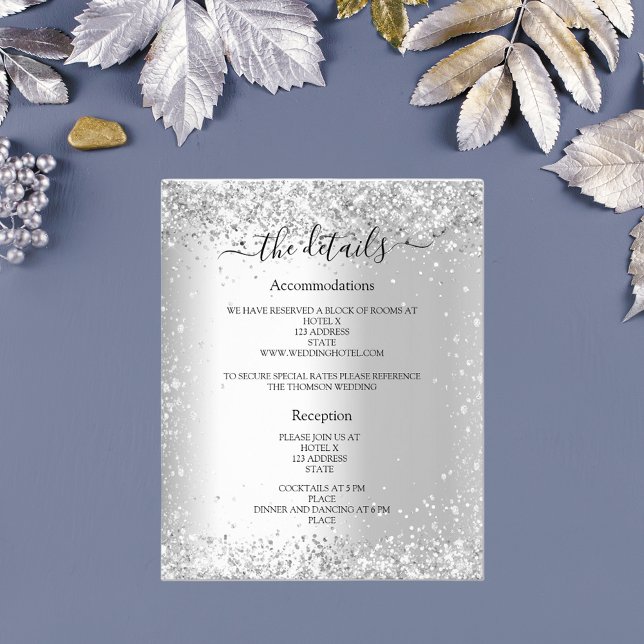 Silver Glitzer Budget Hochzeitsprogramm Details QR (Von Creator hochgeladen)