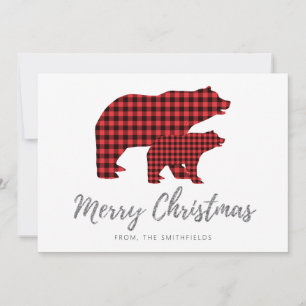 Silver Glitzer Buffalo Kariert Bären Weihnachten