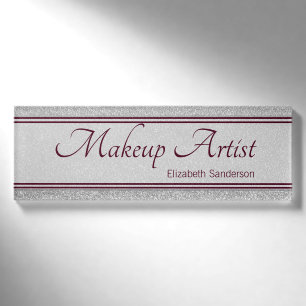 Silver Glitzer Burgund Personalisiert Makeup Küns Namenschild
