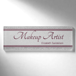 Silver Glitzer Burgund Personalisiert Makeup Künst Namenschild