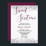 Silver Glitzer Burgundy Sweet 16 Party Einladung<br><div class="desc">Silver Glitzer Burgundy Sweet 16 Party - kann die Hintergrundfarbe und Textfarbe ändern,  wie Sie wünschen Schöne Imitate Gold Glitzer Confetti Einladung. Matching Sammlung in Niche und Nest Store. Design Courtesy of Studio Dänemark</div>