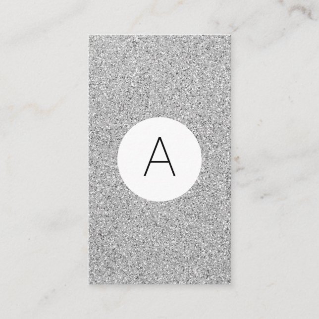 Silver Glitzer Business Card Eleganter Chic Visitenkarte (Vorderseite)