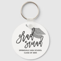 Silver Glitzer Cap Grad Squad Abschluss Keepake
