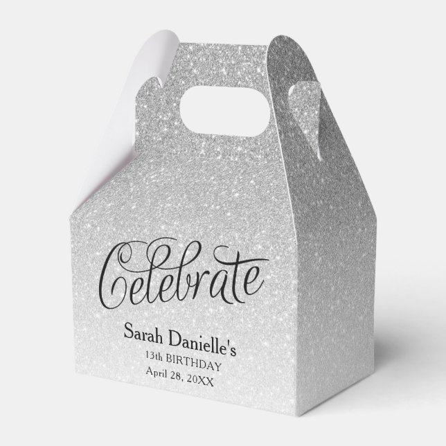 Silver Glitzer Celebrate Geschenkschachtel (Vorderseite)