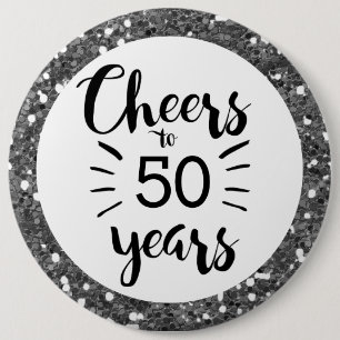 Silver Glitzer Cheers to 60 Years Button