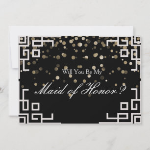 Silver Glitzer Confetti Border Frame Trauzeugin Einladung