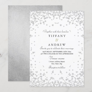 Silver Glitzer Confetti Elegante Hochzeit Einladun Einladung