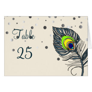 Silver Glitzer Confetti Peacock Feathers Number